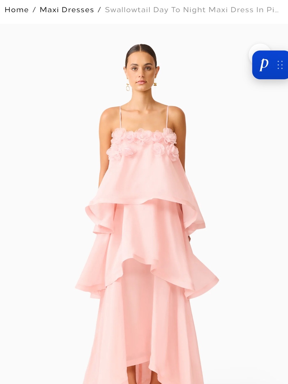 Elliatt XXS Pink Tiered Swallowtail Maxi Dress NWT Sold Out